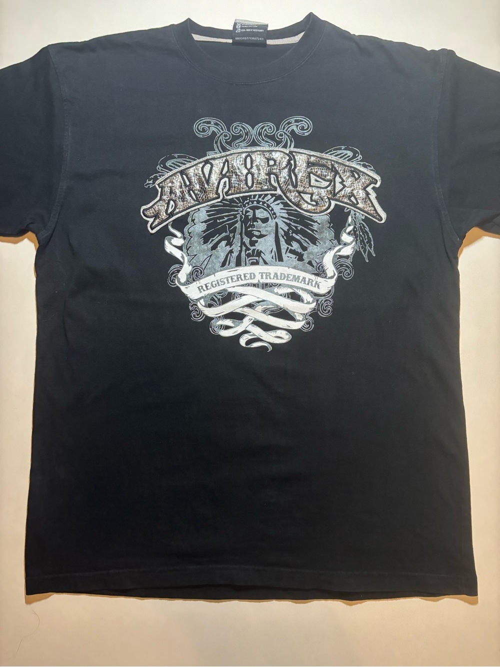 Avirex Y2K snake skin spell out indigenous chief baggy shirt